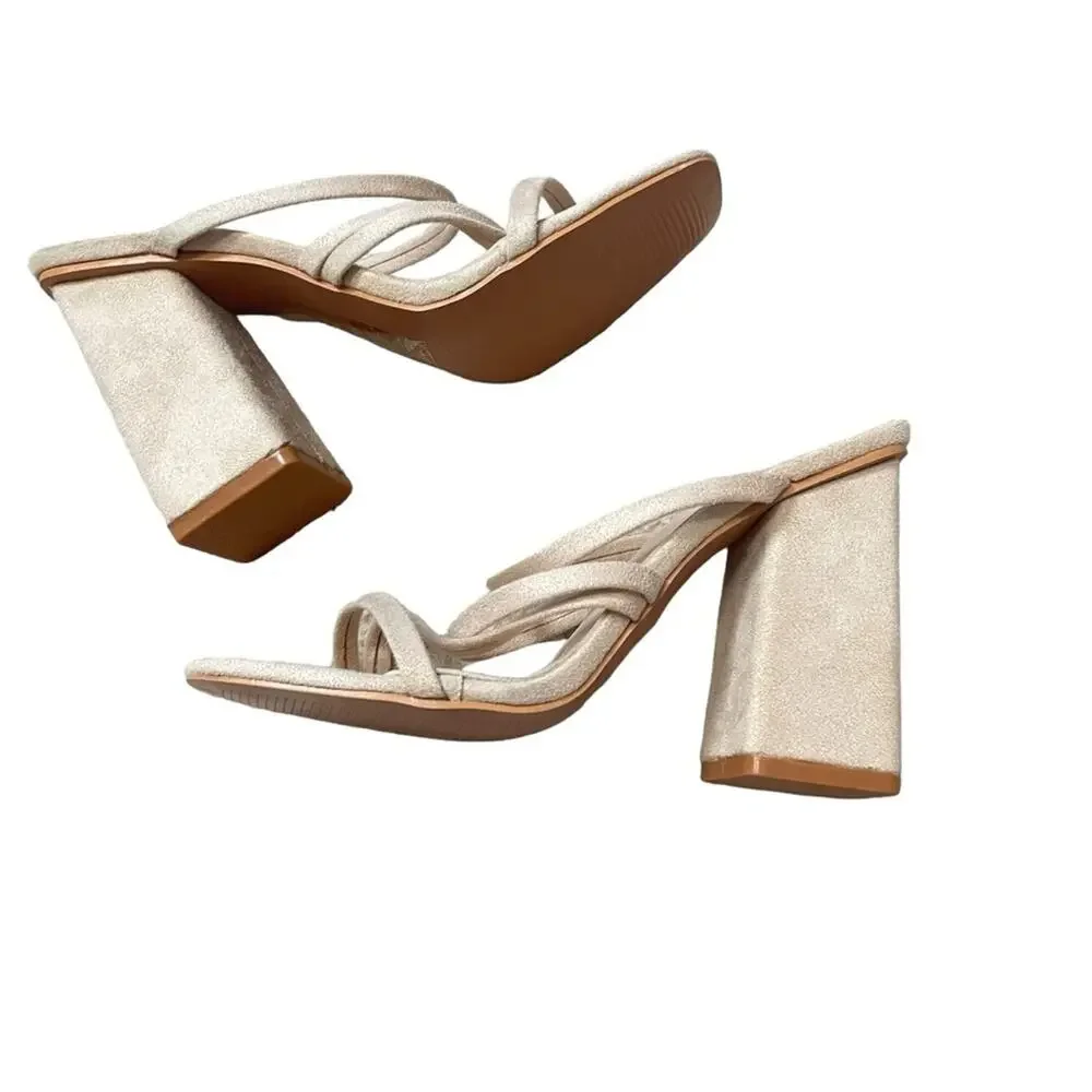 Pretty Little Thing Strappy Square Toe Block Heel Sandals Size 6 New‎